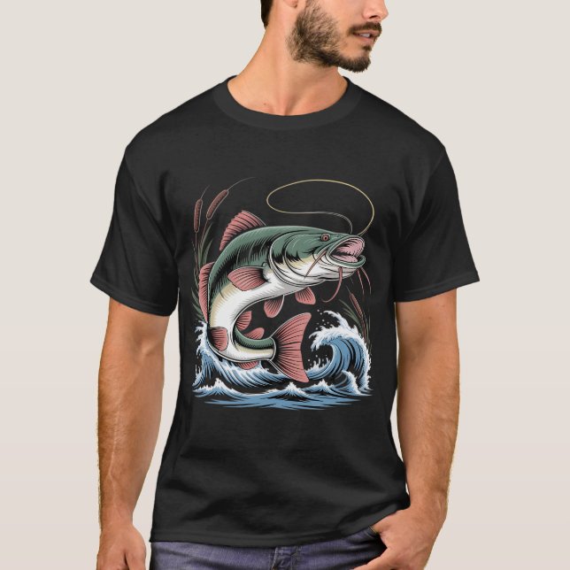 Camiseta pesca de peixe-gato (Frente)