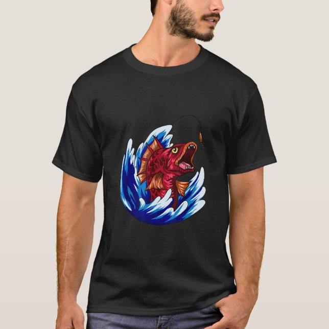 Camiseta Pesca de Peixes Carnívoros Retro (Frente)