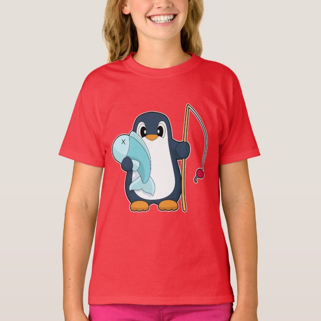 Camiseta Pesca de Peixes de Pinguim (Frente)