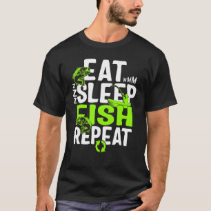 Camiseta Pesca De Peixes Do Sono Repetição Para Homens Pesc