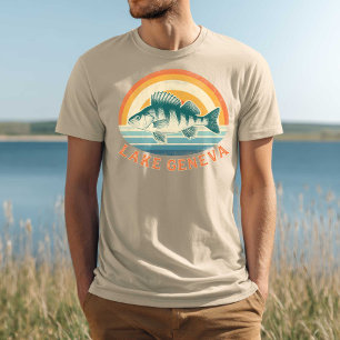 Camiseta Pesca de Perca no Lago de Genebra ao Nascer ao Pôr