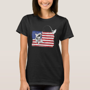 Camiseta Pesca de robalo bandeira americana dos EUA 4 de ju