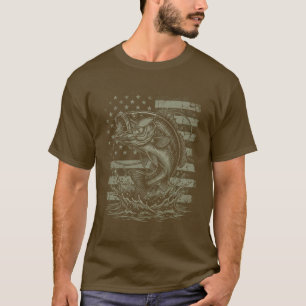 Camiseta Pesca de Robalo Vintage Camuflagem da Bandeira Ame