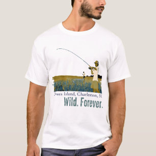 Camiseta Pesca de Rod e de carretel no pântano da ilha de
