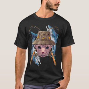Camiseta Pesca de Sphynx ao ar livre Pescador de gato mosqu
