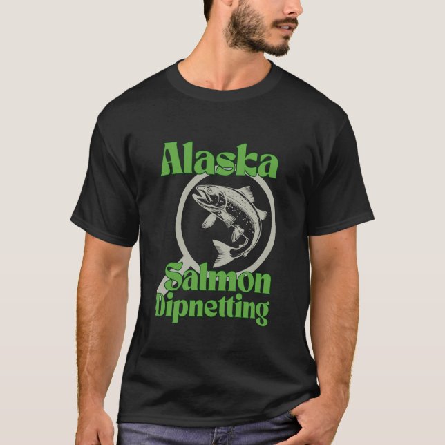 Camiseta Pesca de Subsistência com Rede de Mão de Salmão do (Frente)