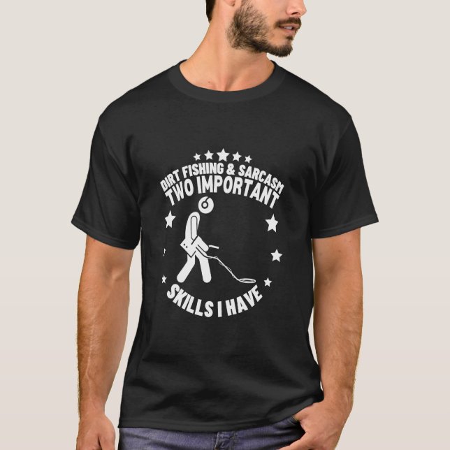 Camiseta Pesca de Terra e Sarcasmo Divertido Detector de Me (Frente)
