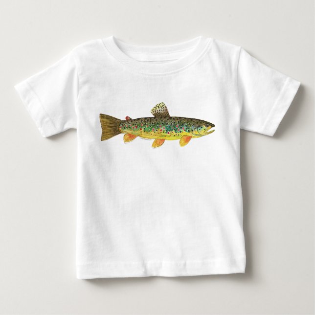 Camiseta Pesca de truta marrom (Frente)