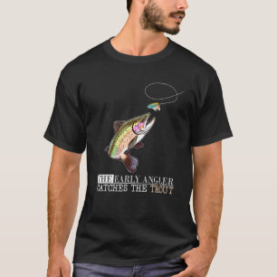 Camiseta Pesca de Truta O Primeiro Pescador Pega a Truta