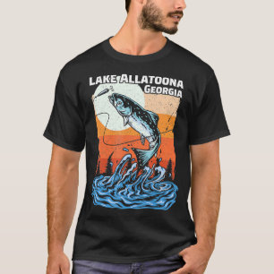 Camiseta Pesca de Verão Retro Sunset Georgia Allatoona Lake