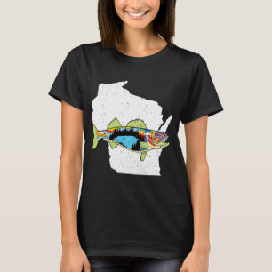 Camiseta Pesca de Walleye de Água Doce em Wisconsin