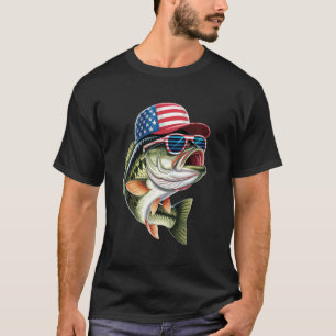 Camiseta Pesca Divertida & Pescador Bandeira Americana EUA