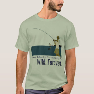 Camiseta Pesca do pântano na ilha de Dewees - água azul