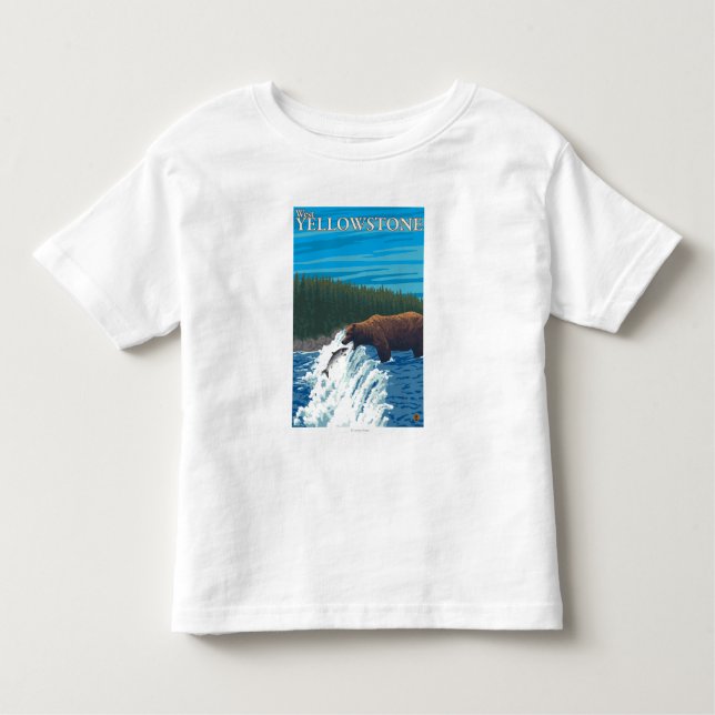 Camiseta Pesca do urso no rio - Yellowstone ocidental, TA (Frente)