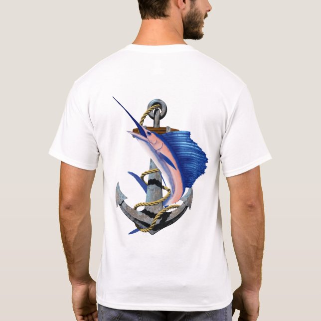 Camiseta Pesca do veleiro com ancoragem náutica (Verso)