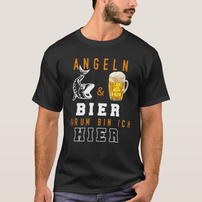 Camiseta Pesca e Cerveja Caixa Darum Ich Hier I Angler Fisc (Frente)