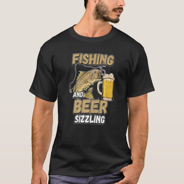 Camiseta Pesca E Cerveja - Pescador De Pesca Que Arrasta F (Frente)
