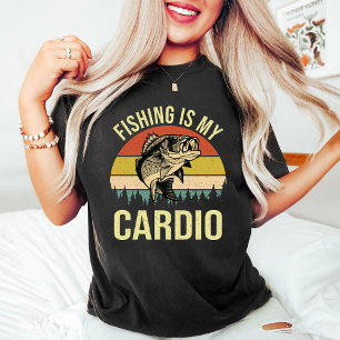 Camiseta Pesca é meu Cardio / vintage Amante de pesca negro