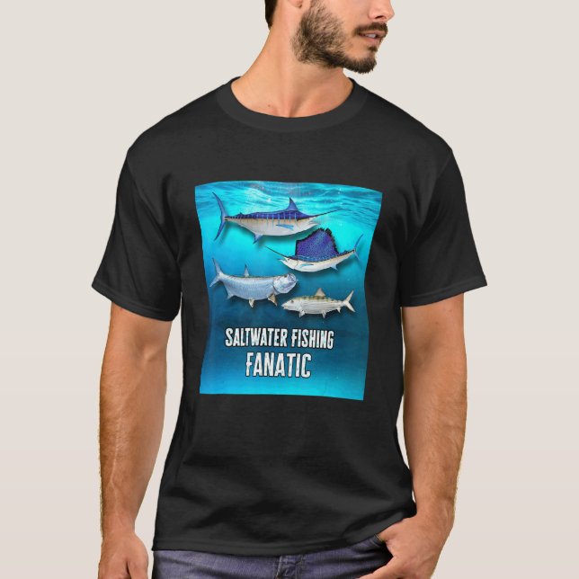 Camiseta Pesca em Águas Profundas Pesca de Água Salgada (Frente)