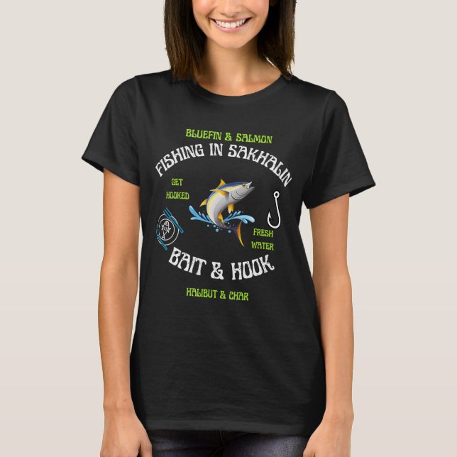 Camiseta Pesca em Sakhalin, Presente para Pescador, Fly Fis (Frente)