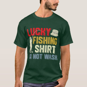 Camiseta Pesca Engraçada Com Sorte Dizendo Homens Mulheres