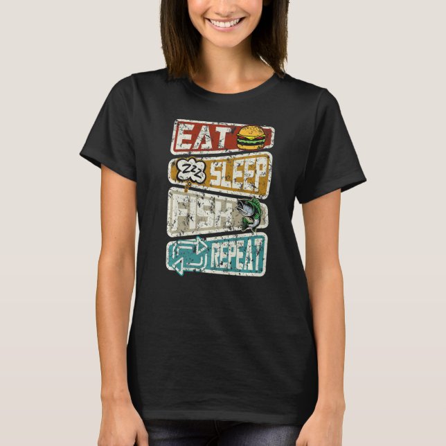 Camiseta Pesca Engraçada Coma Peixe Dormindo Repete Angl (Frente)