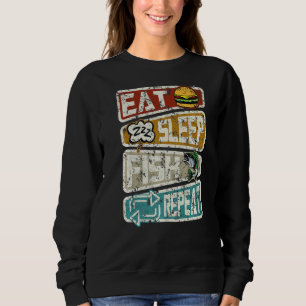 Camiseta Pesca Engraçada Coma Peixe Dormindo Repete Angl