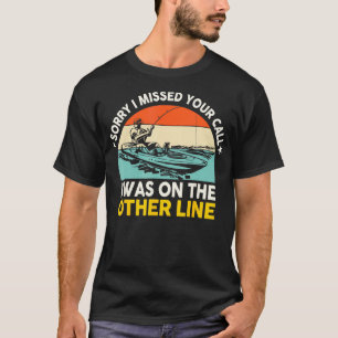 Camiseta Pesca Engraçada Pai Na Outra Linha Peixes De Kayak