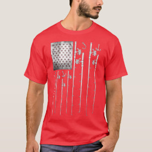 Camiseta Pesca Engraçado Pescador Americano Bandeira Patrió