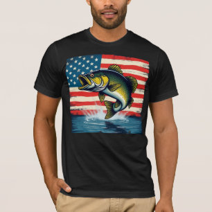 Camiseta Pesca Estados Unidos Bandeira Grande Boca-Boca Tsh