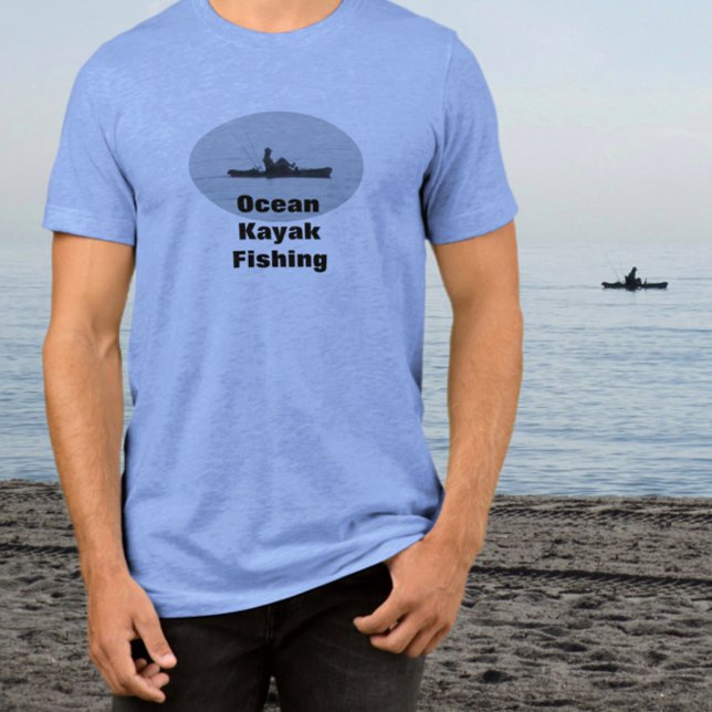 Camiseta Pesca Kayak Silhouette Ocean Kayaking (Ideal t-shirt for a kayak fisherman. Customize the text for ocean of lake fishing.)