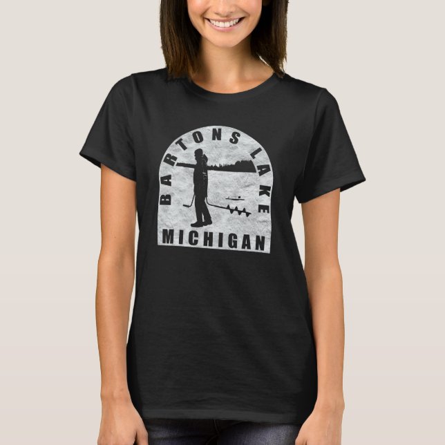 Camiseta Pesca no Gelo no Lago Bartons Michigan (Frente)