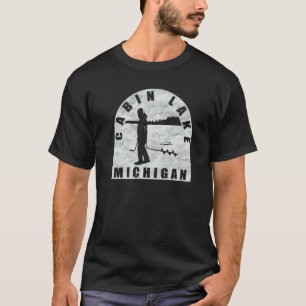 Camiseta Pesca no Gelo no Lago Cabin Michigan