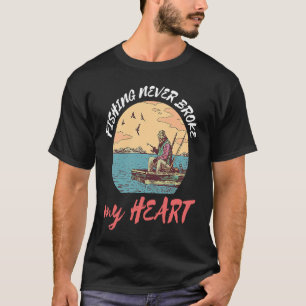 Camiseta Pesca Nunca Quebrou Meu Coração Pescador Capturar 