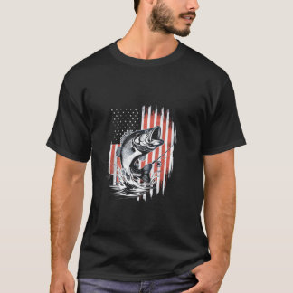 Camiseta Pesca Patriótica Bandeira Americana Vintage EUA Ro