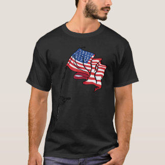 Camiseta Pesca Patriótica Bandeira dos EUA Pescador 4 de Ju