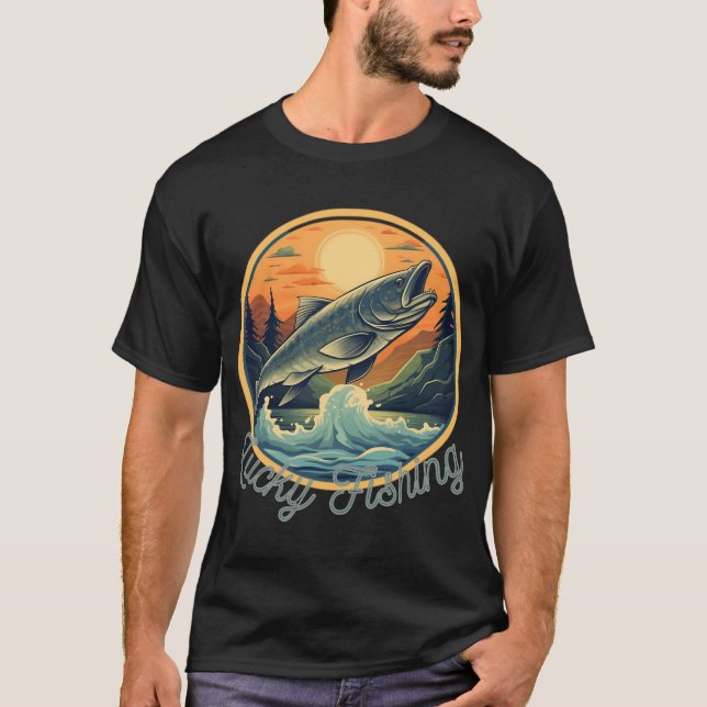 Camiseta Pesca sortuda de manhã (Frente)