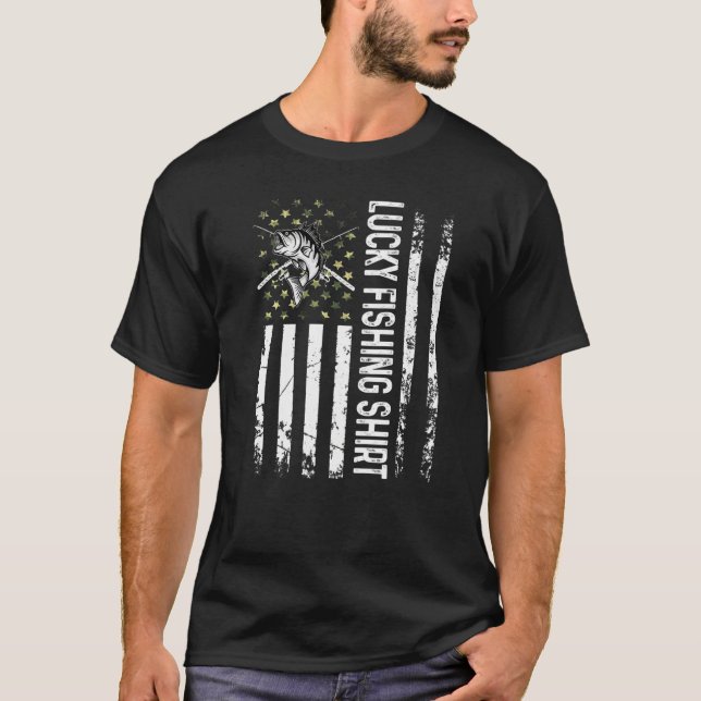 Camiseta Pesca Sortuda Para O Homem (Frente)