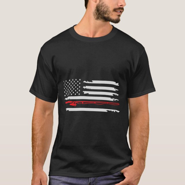 Camiseta Pesca Usa Bandeira Americana de Decoração Estimada (Frente)