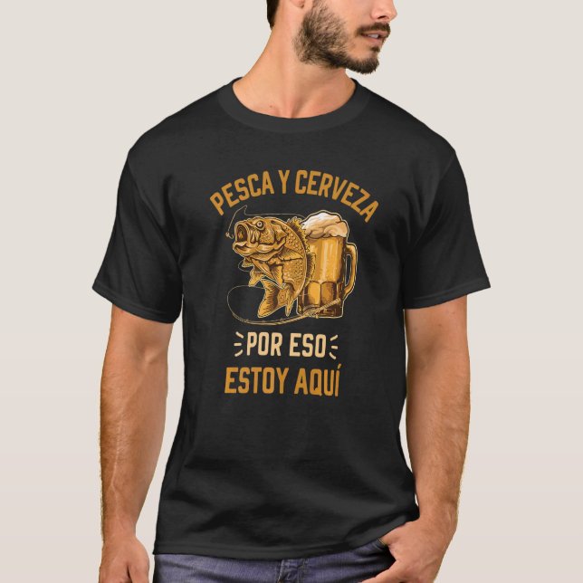 Camiseta Pesca Y Cerveza Pesca E Bebendo (Frente)