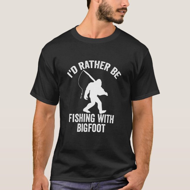 Camiseta Pescado Engraçado Pé-Grande Pescador (Frente)