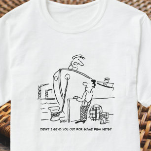 Camiseta Pescador com desenho animado com redes de pesca