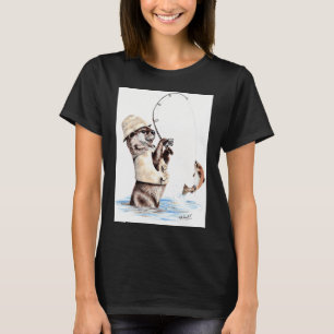 Camiseta Pescador da Natureza - pesca de truta com lontra