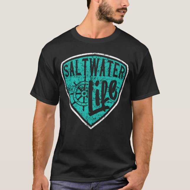 Camiseta Pescador da vida na água salgada pesca (Frente)