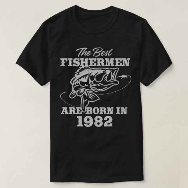 Camiseta Pescador de 40 anos - Pesca 1982 aniversário de 40 (Frente do Design)