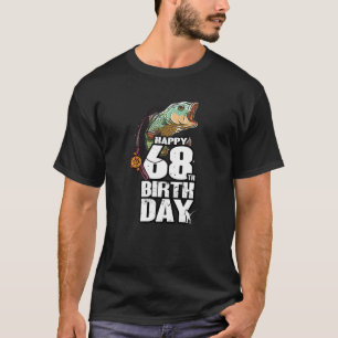 Camiseta Pescador de 68 anos pescando Peixe Aniversário de 