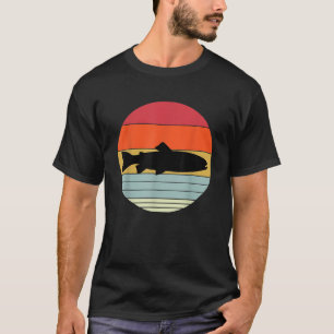 Camiseta Pescador de bacalhau retrô Silhout Peixe de Barcos