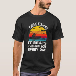 Camiseta Pescador de caiaque pôr do sol vintage pesca de ca