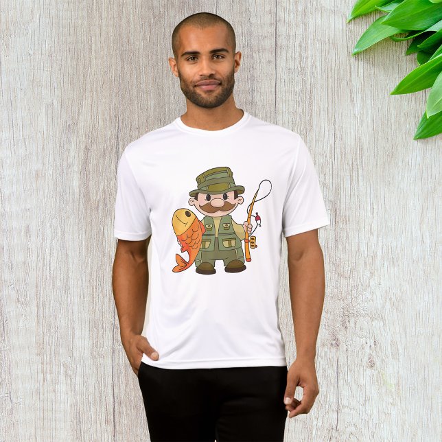 Camiseta Pescador de Cartoon com Pesca Engraçada (Criador carregado)