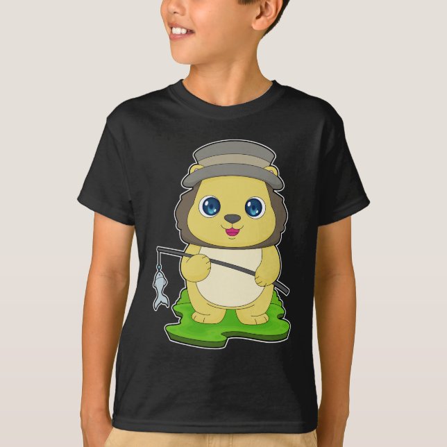 Camiseta Pescador de Leão Pescando Peixes (Frente)